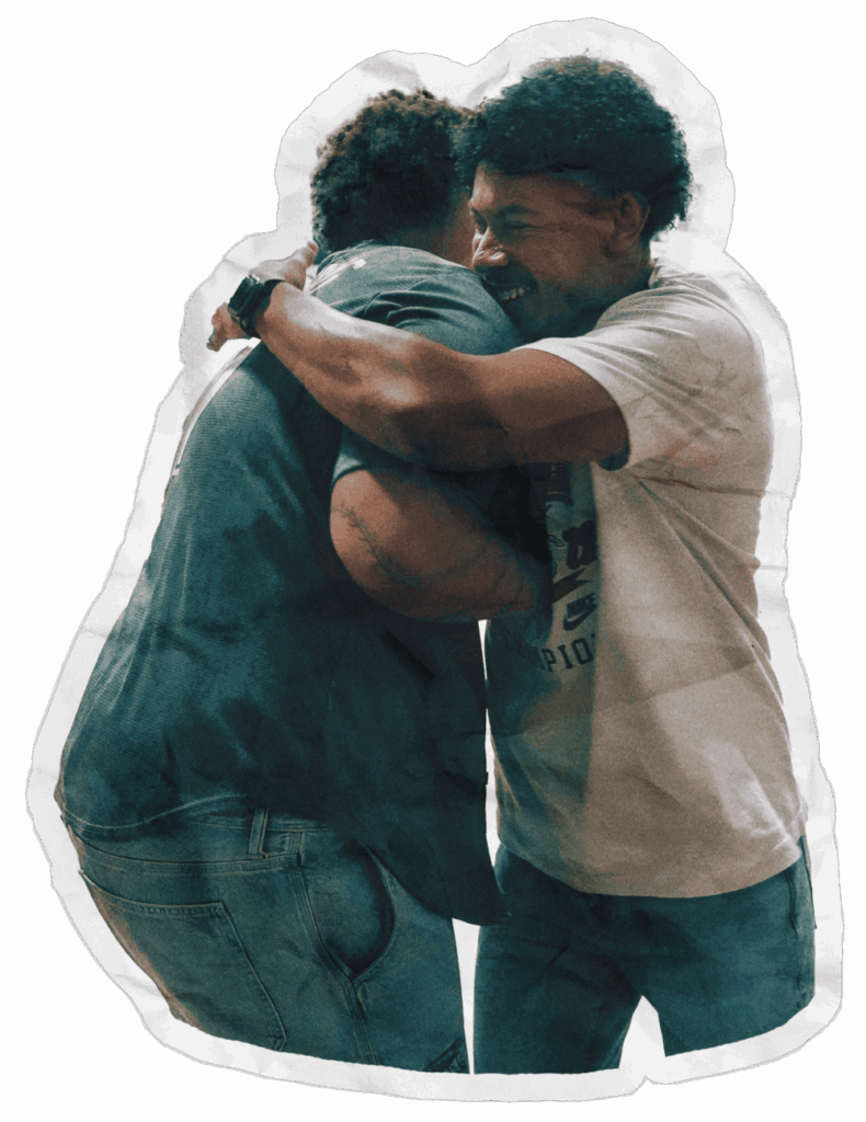 Blend students hugging