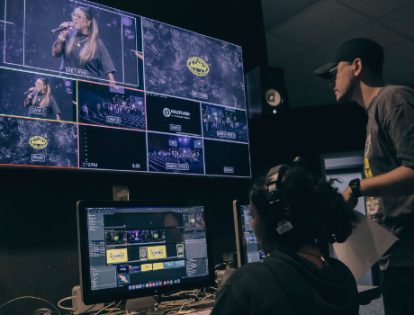 volunteers in the media suite at Free Life Chapel during service
