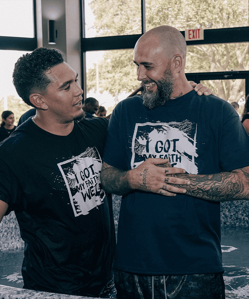 man being baptized at Free Life Chapel